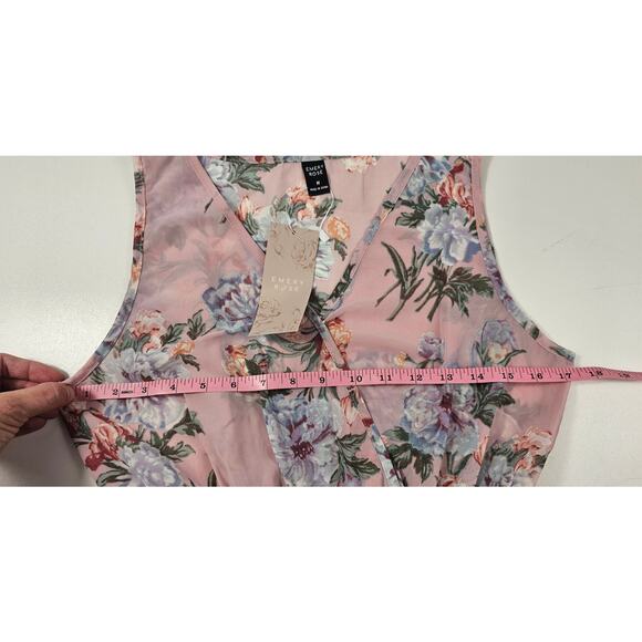 NWT emery rose coquette cottagecore high low chiffon summer blouse tank v neck M - Picture 7 of 7